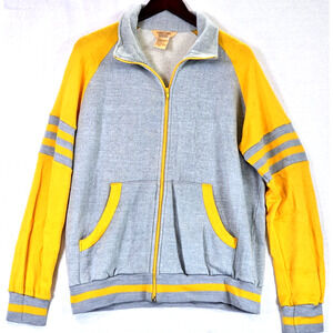 Logo 7, INC. Vintage Men's Y2K Yellow Grey Long Sleeve Full Zip Coatigan Large